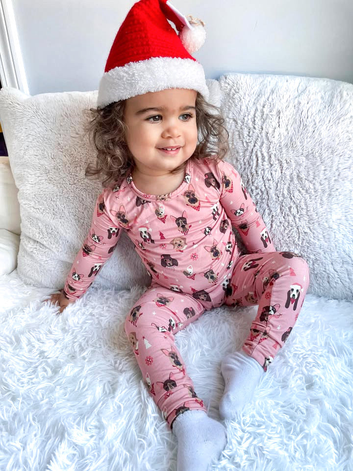 Santa Paws (Pink) 2-piece PJ's