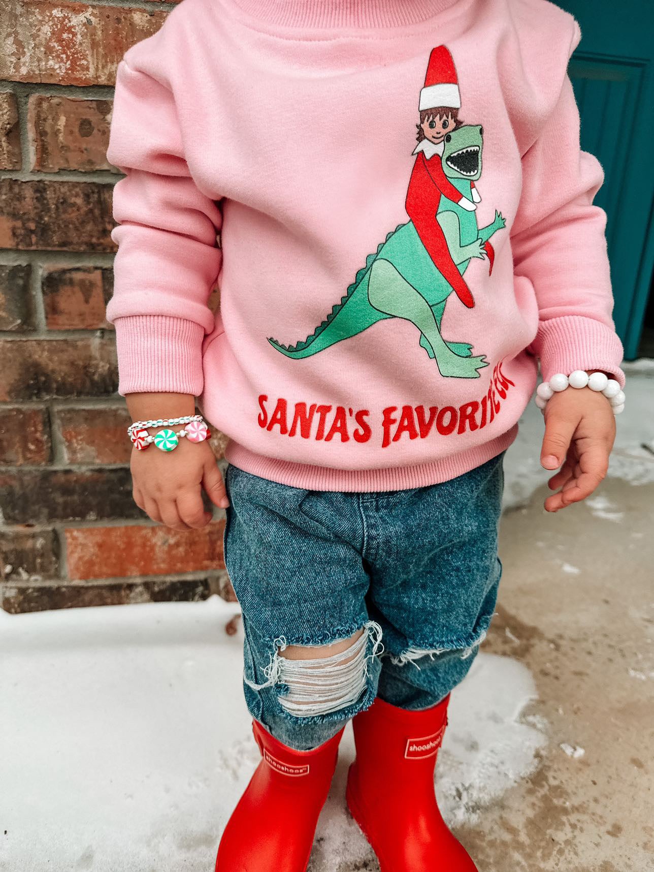 Santa's Favorite Elf Sweatshirt - Pink - FINAL SALE