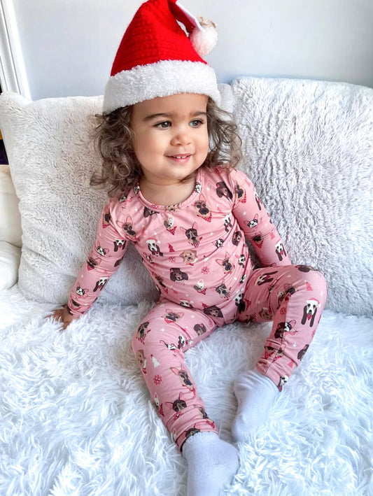 Santa Paws (Pink) 2-piece PJ's