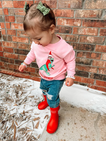 Santa's Favorite Elf Sweatshirt - Pink - FINAL SALE